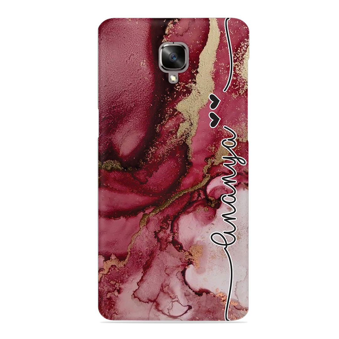 Maroon Marble Print Customize Name Slim Case For OnePlus