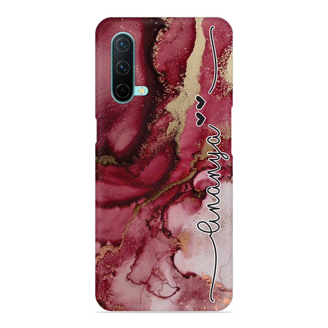 Maroon Marble Print Customize Name Slim Case For OnePlus