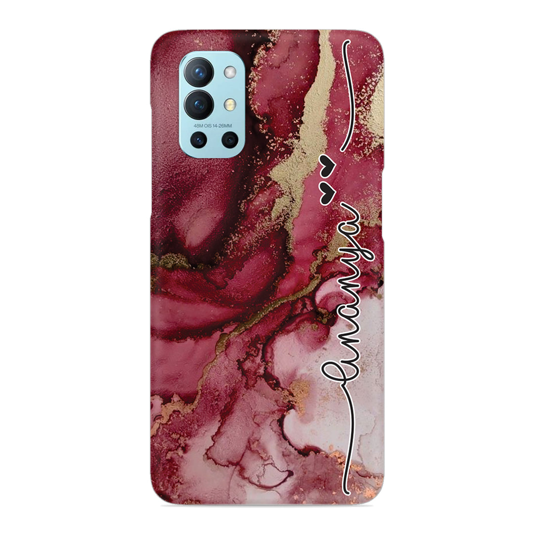 Maroon Marble Print Customize Name Slim Case For OnePlus