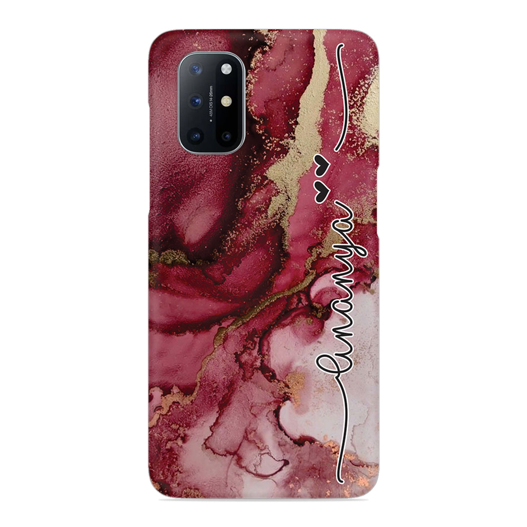 Maroon Marble Print Customize Name Slim Case For OnePlus