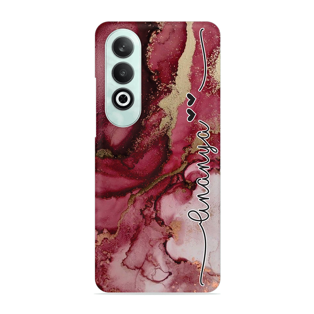 Maroon Marble Print Customize Name Slim Case For OnePlus