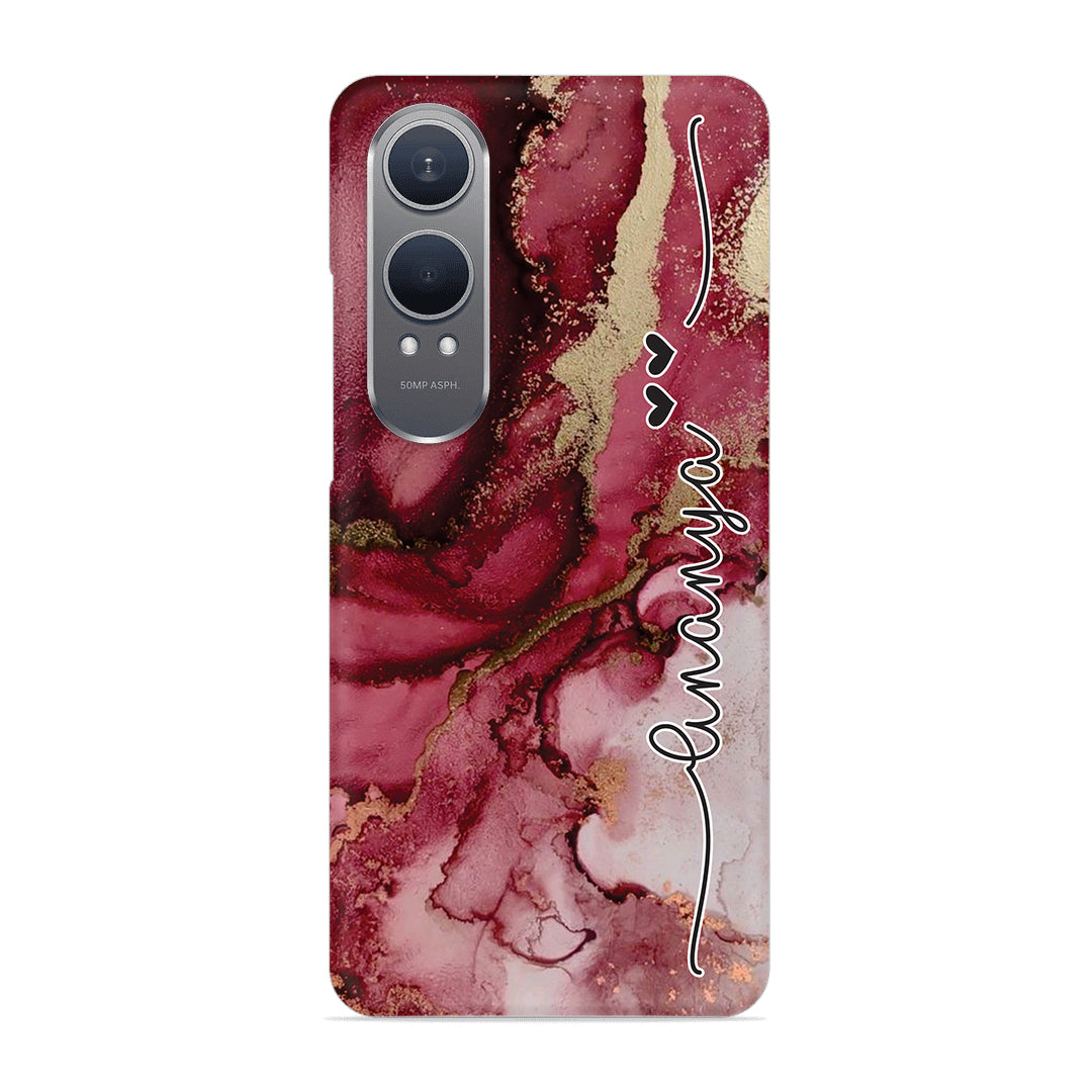 Maroon Marble Print Customize Name Slim Case For OnePlus