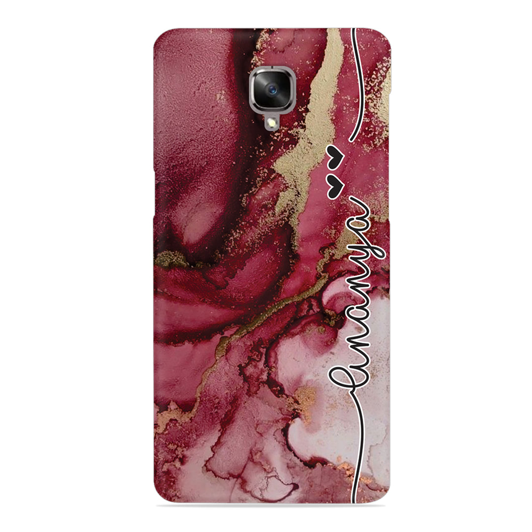 Maroon Marble Print Customize Name Slim Case For OnePlus