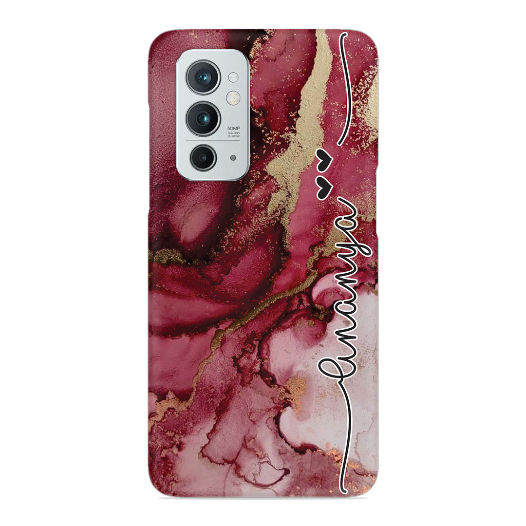 Maroon Marble Print Customize Name Slim Case For OnePlus