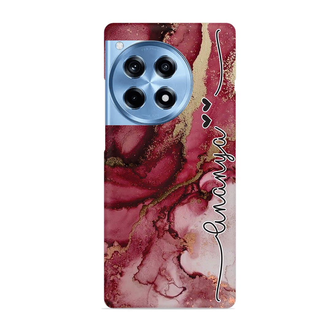 Maroon Marble Print Customize Name Slim Case For OnePlus