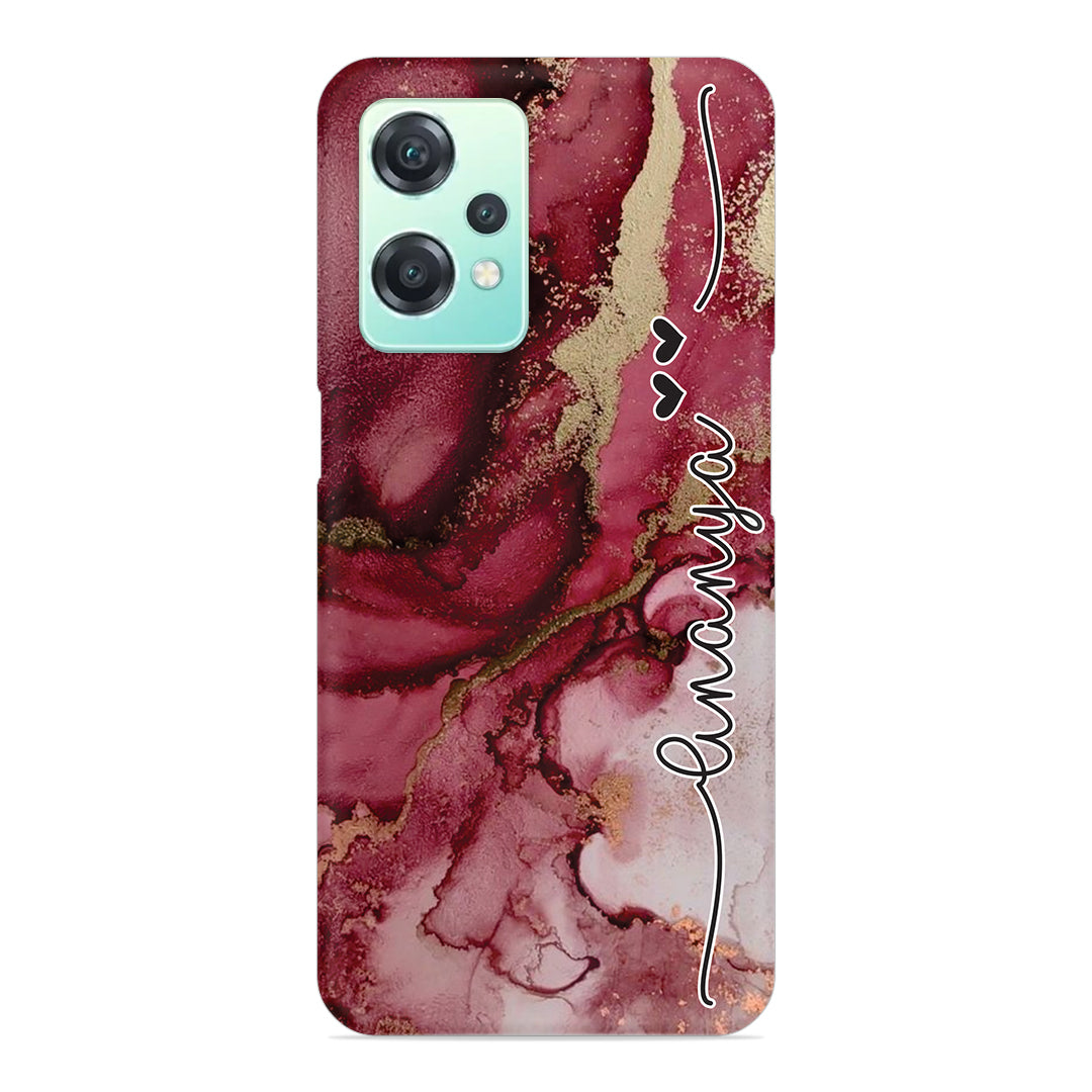 Maroon Marble Print Customize Name Slim Case For OnePlus