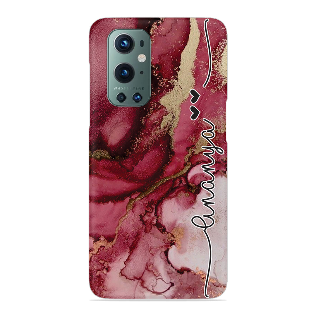 Maroon Marble Print Customize Name Slim Case For OnePlus