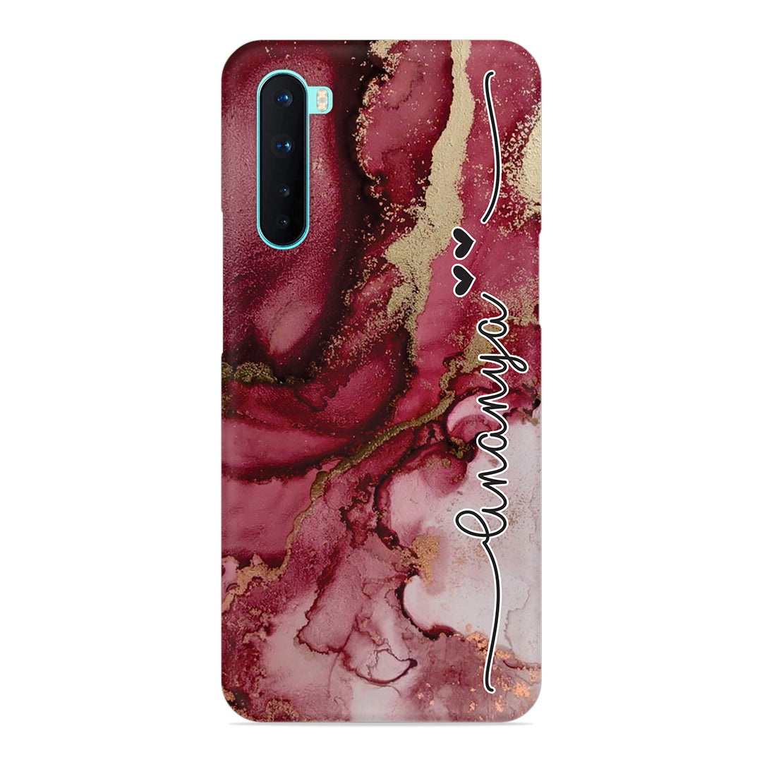 Maroon Marble Print Customize Name Slim Case For OnePlus