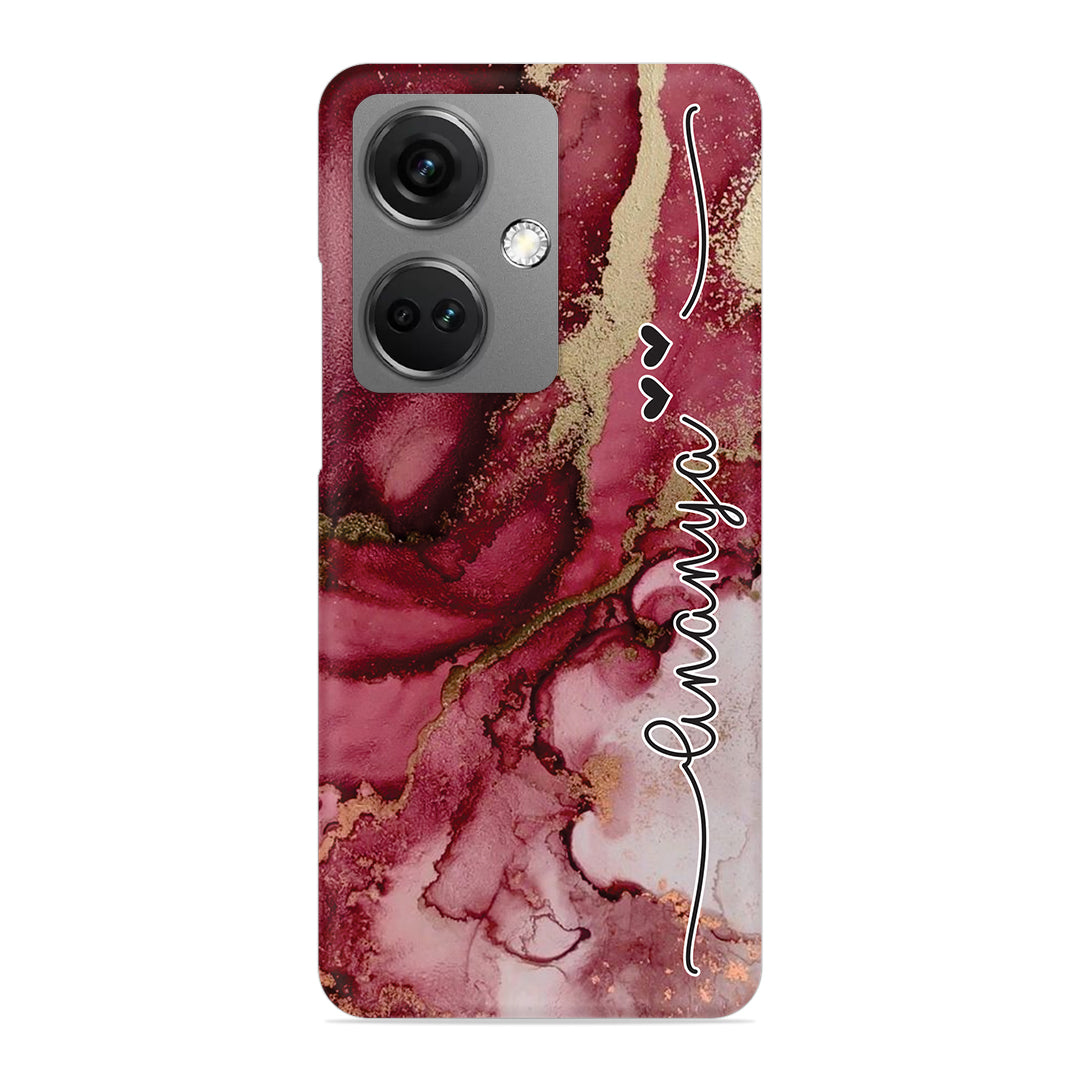 Maroon Marble Print Customize Name Slim Case For OnePlus