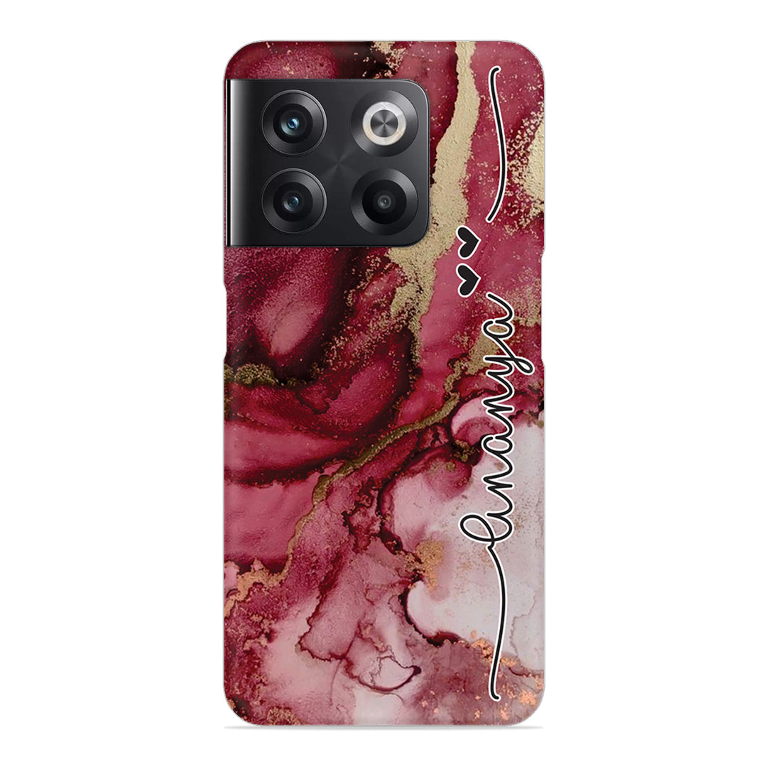 Maroon Marble Print Customize Name Slim Case For OnePlus