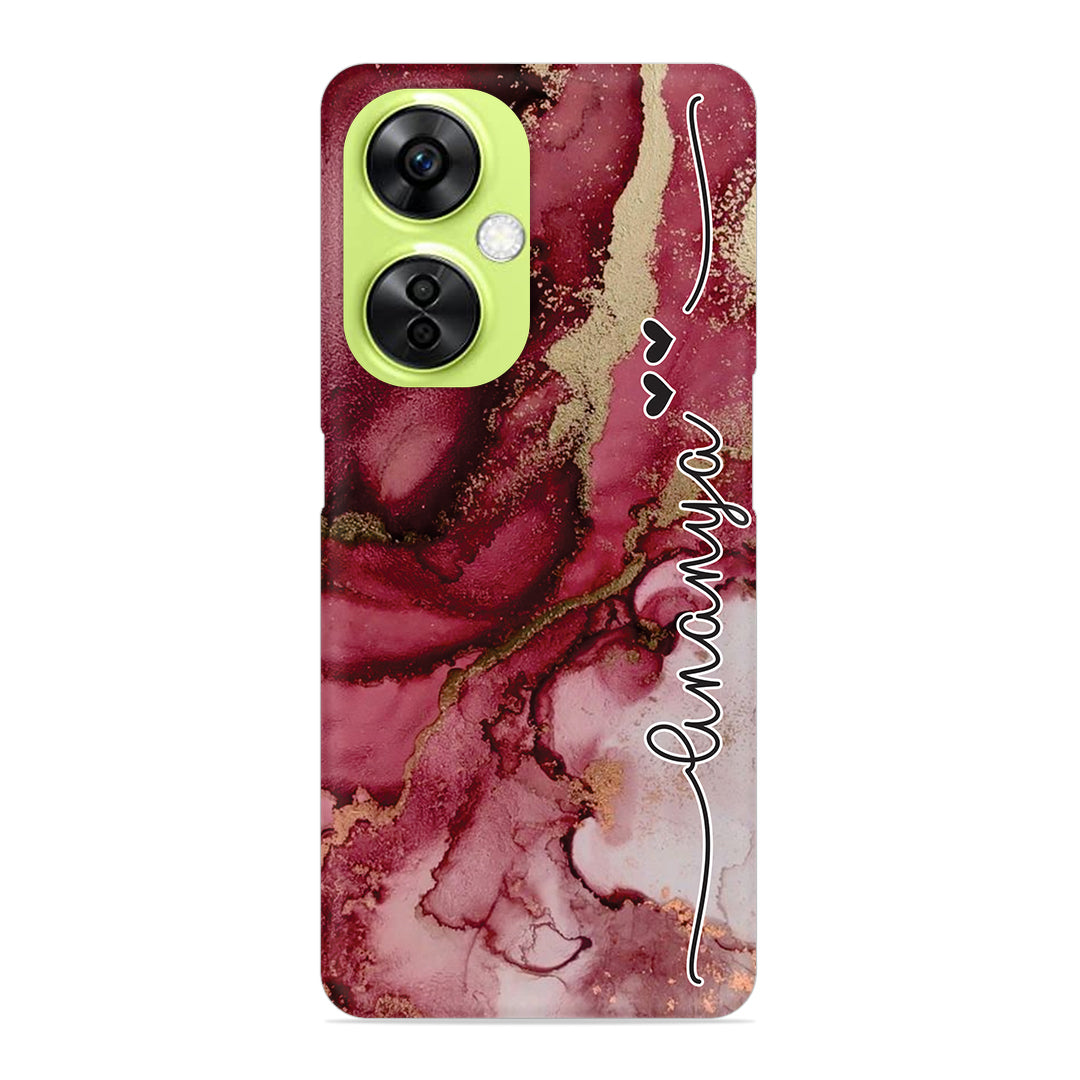 Maroon Marble Print Customize Name Slim Case For OnePlus