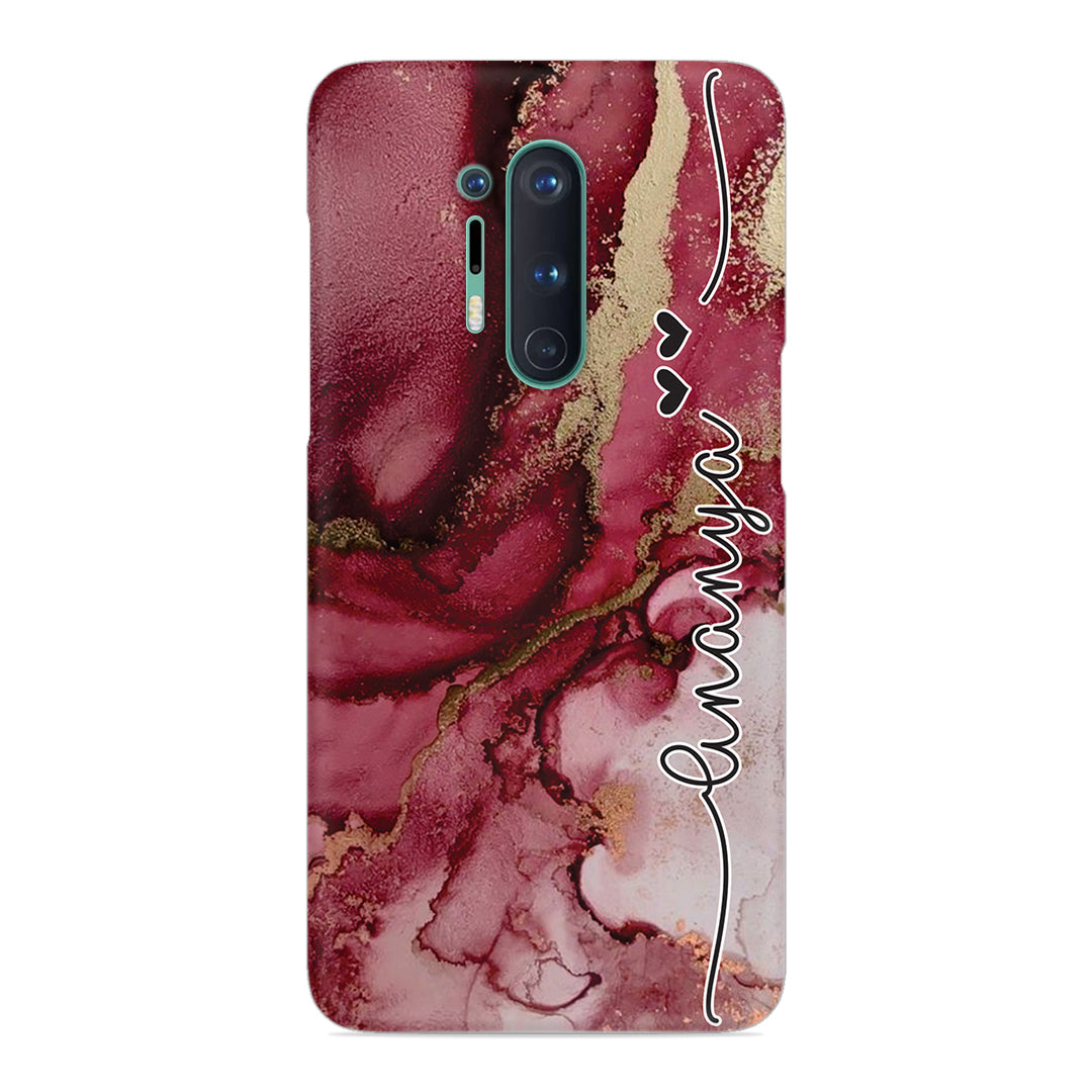 Maroon Marble Print Customize Name Slim Case For OnePlus