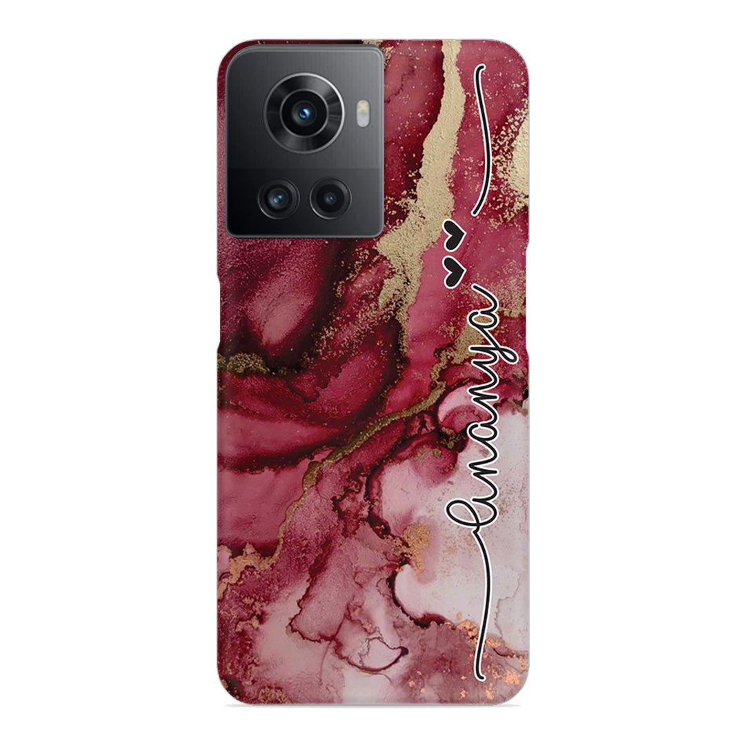 Maroon Marble Print Customize Name Slim Case For OnePlus