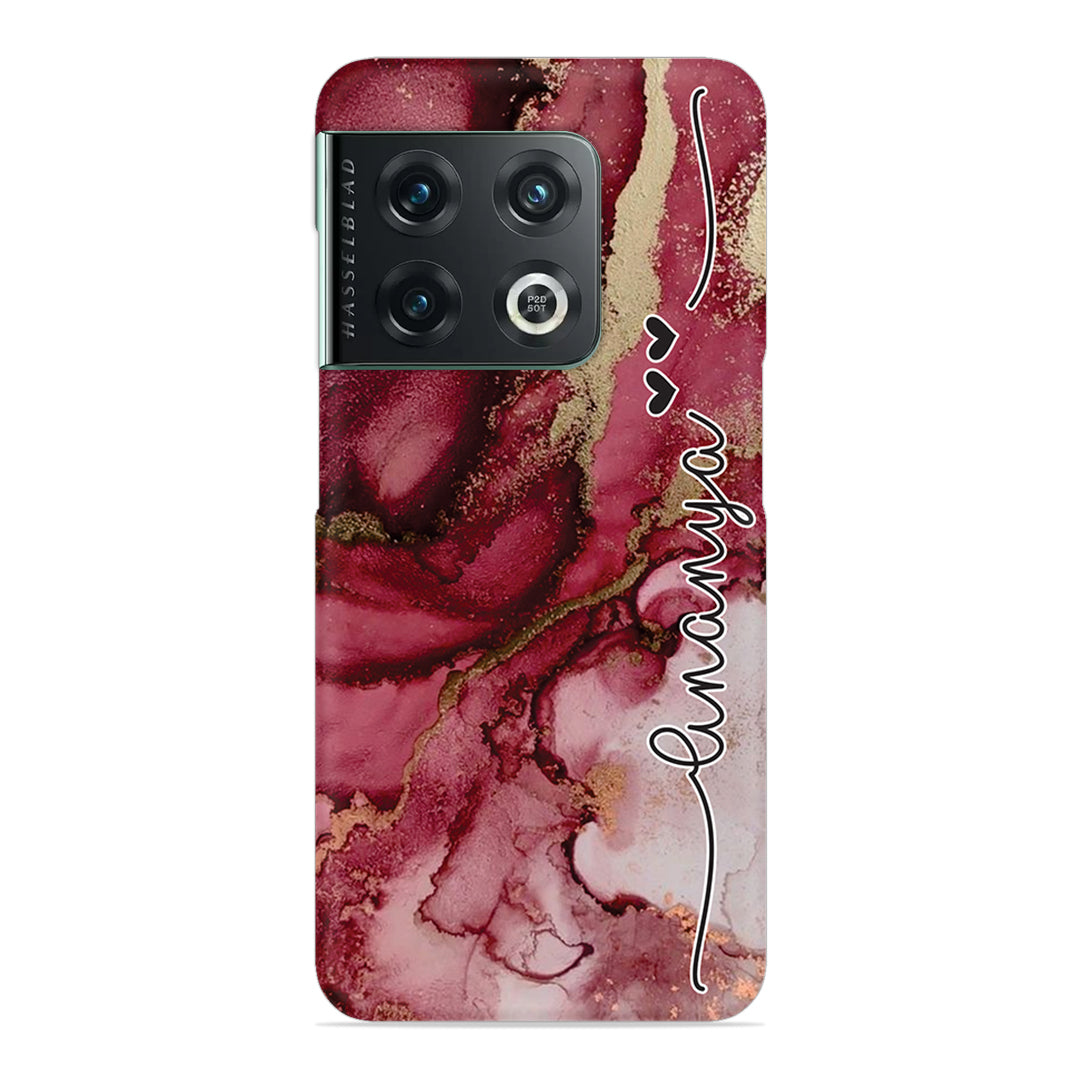 Maroon Marble Print Customize Name Slim Case For OnePlus