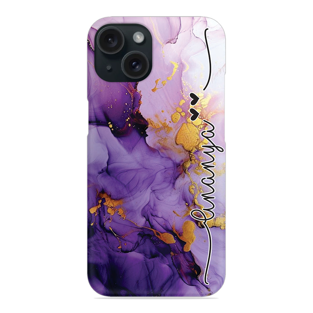 Purple Marble Print Customize Name Slim Case For iPhone