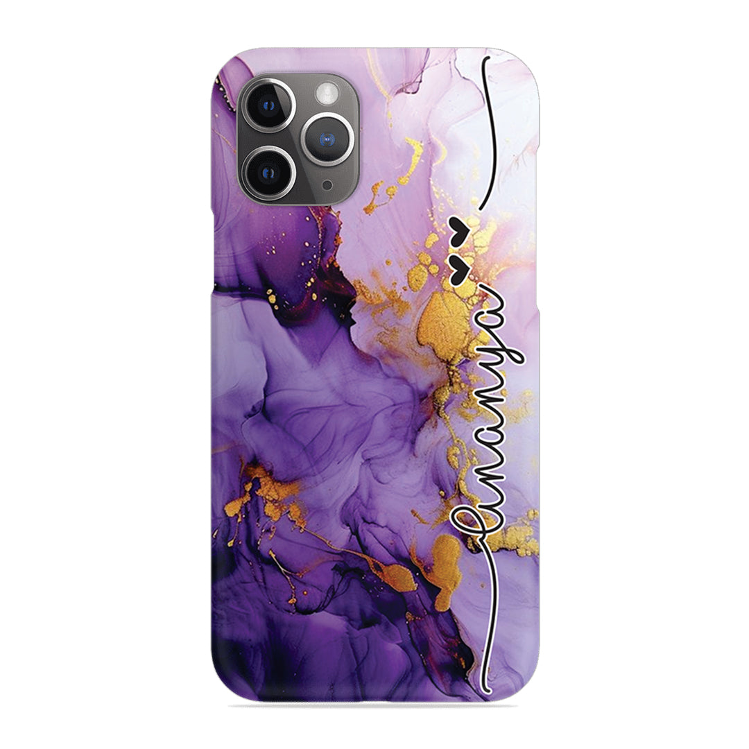 Purple Marble Print Customize Name Slim Case For iPhone