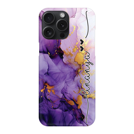 Purple Marble Print Customize Name Slim Case For iPhone