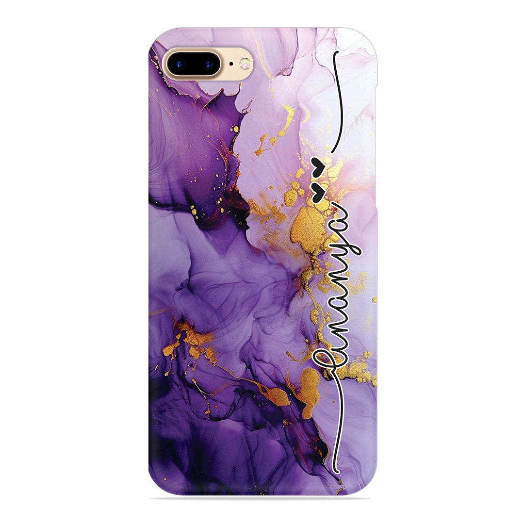 Purple Marble Print Customize Name Slim Case For iPhone