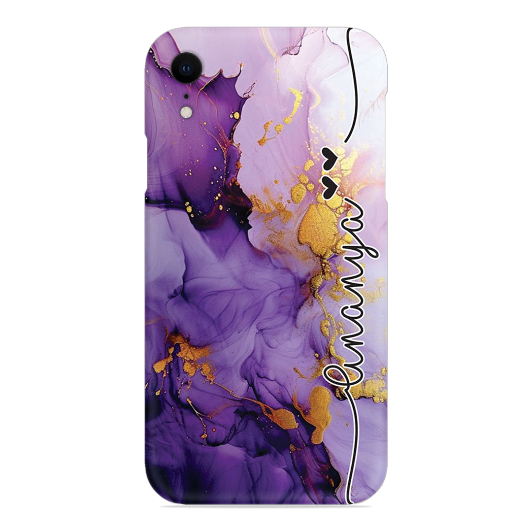 Purple Marble Print Customize Name Slim Case For iPhone