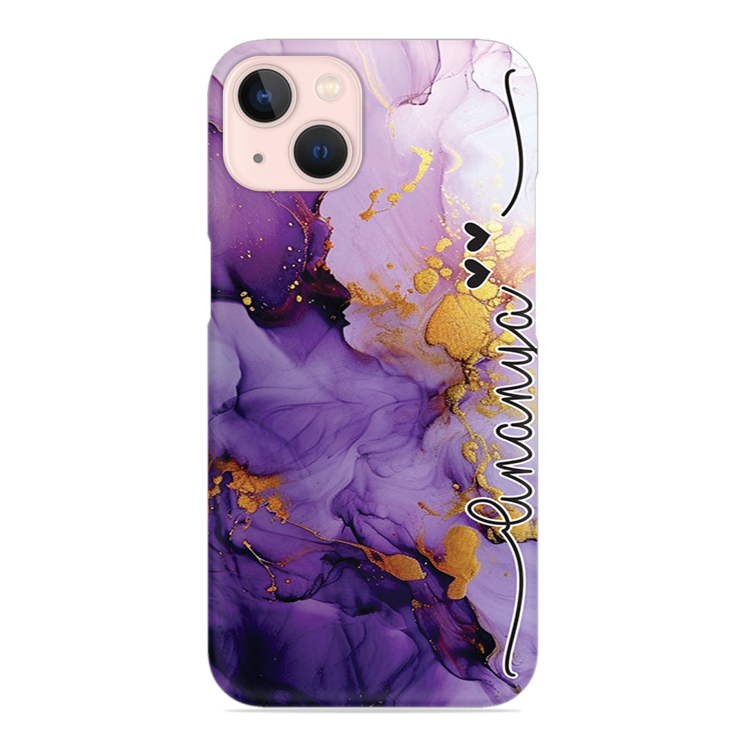 Purple Marble Print Customize Name Slim Case For iPhone