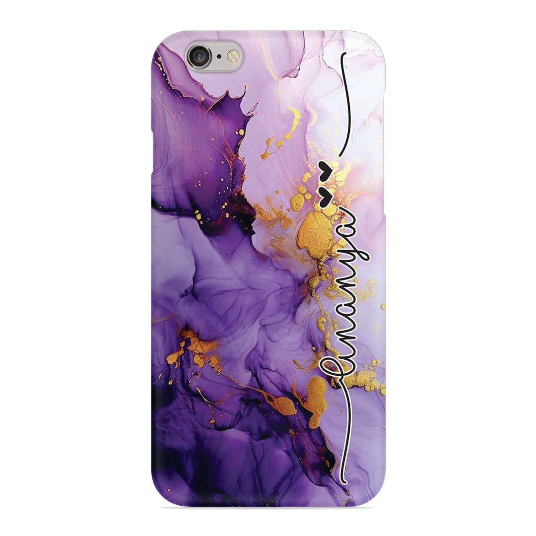 Purple Marble Print Customize Name Slim Case For iPhone