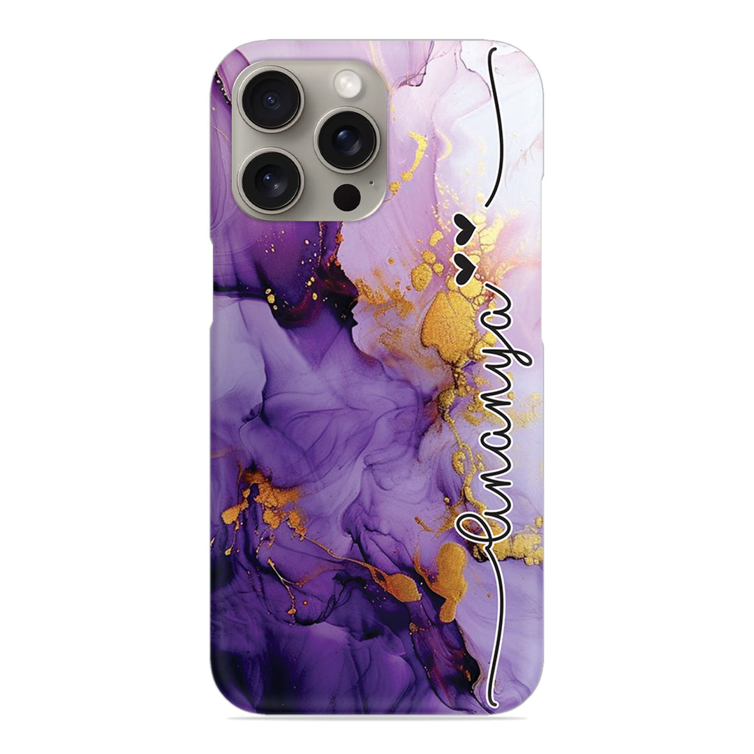 Purple Marble Print Customize Name Slim Case For iPhone