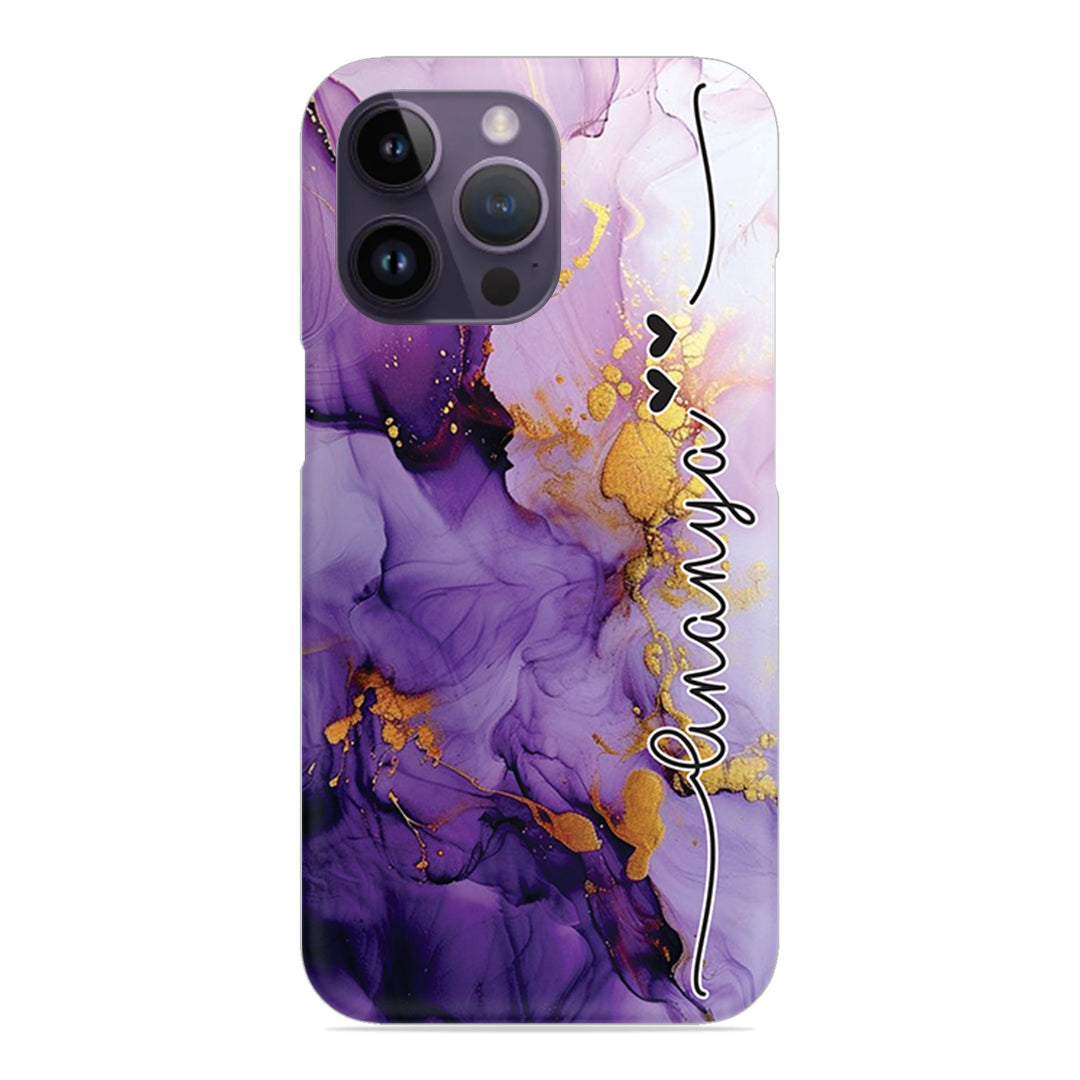 Purple Marble Print Customize Name Slim Case For iPhone