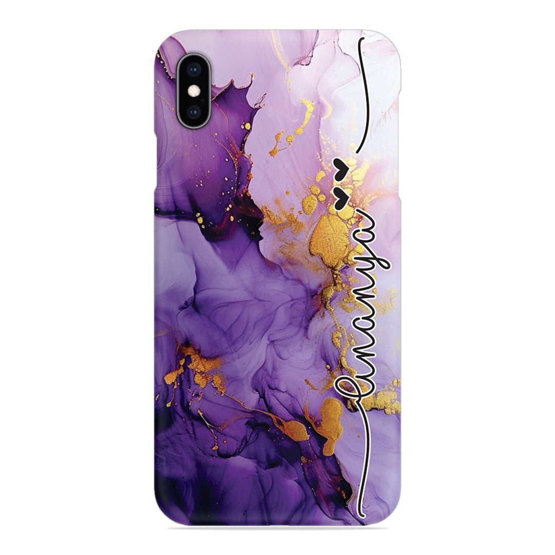 Purple Marble Print Customize Name Slim Case For iPhone