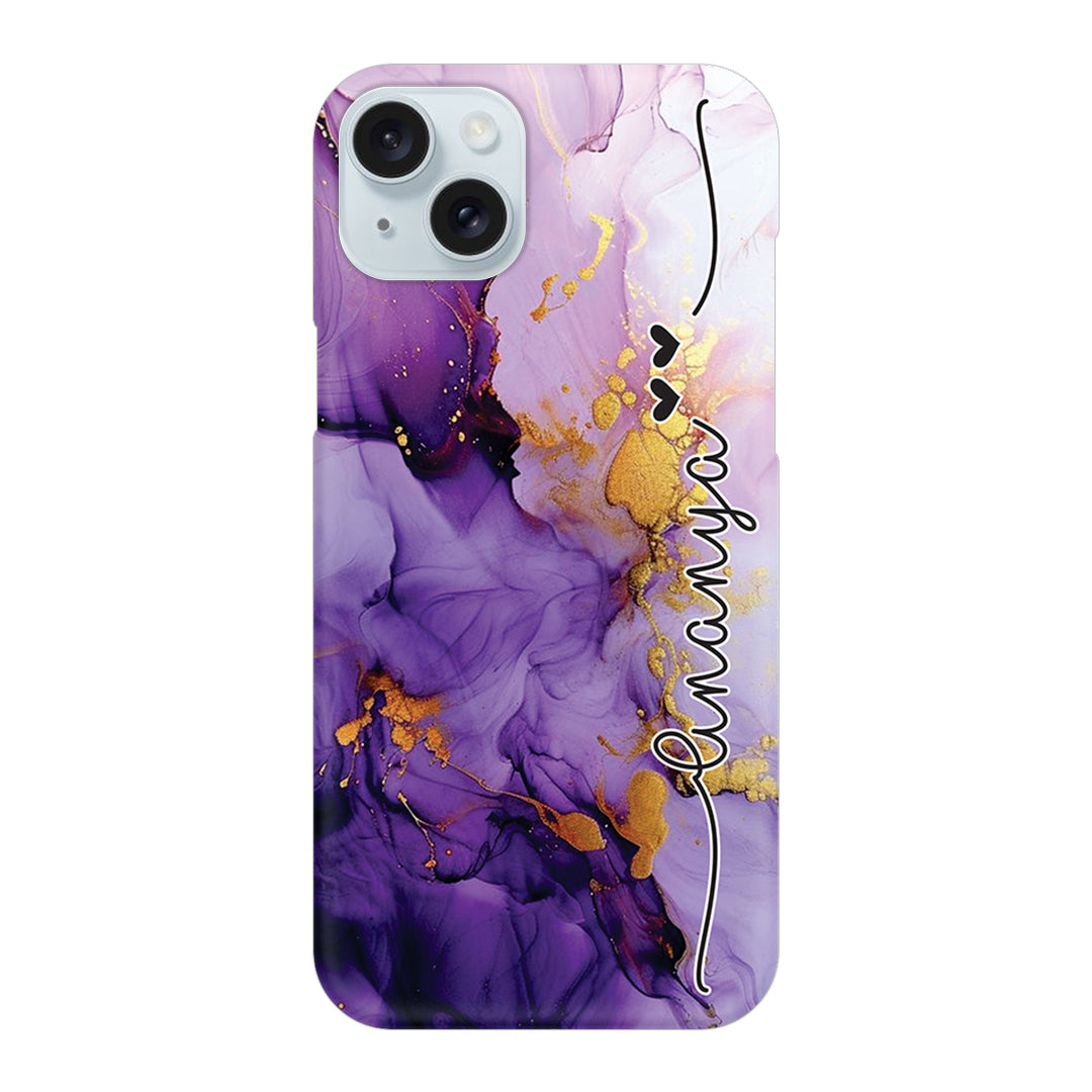 Purple Marble Print Customize Name Slim Case For iPhone