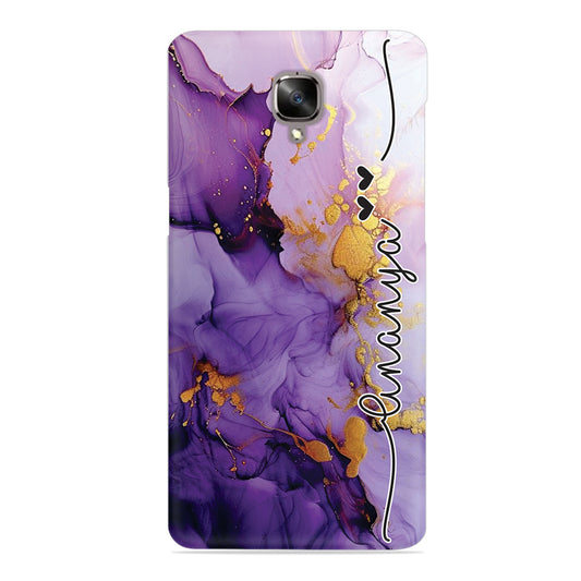 Purple Marble Print Customize Name Slim Case For OnePlus