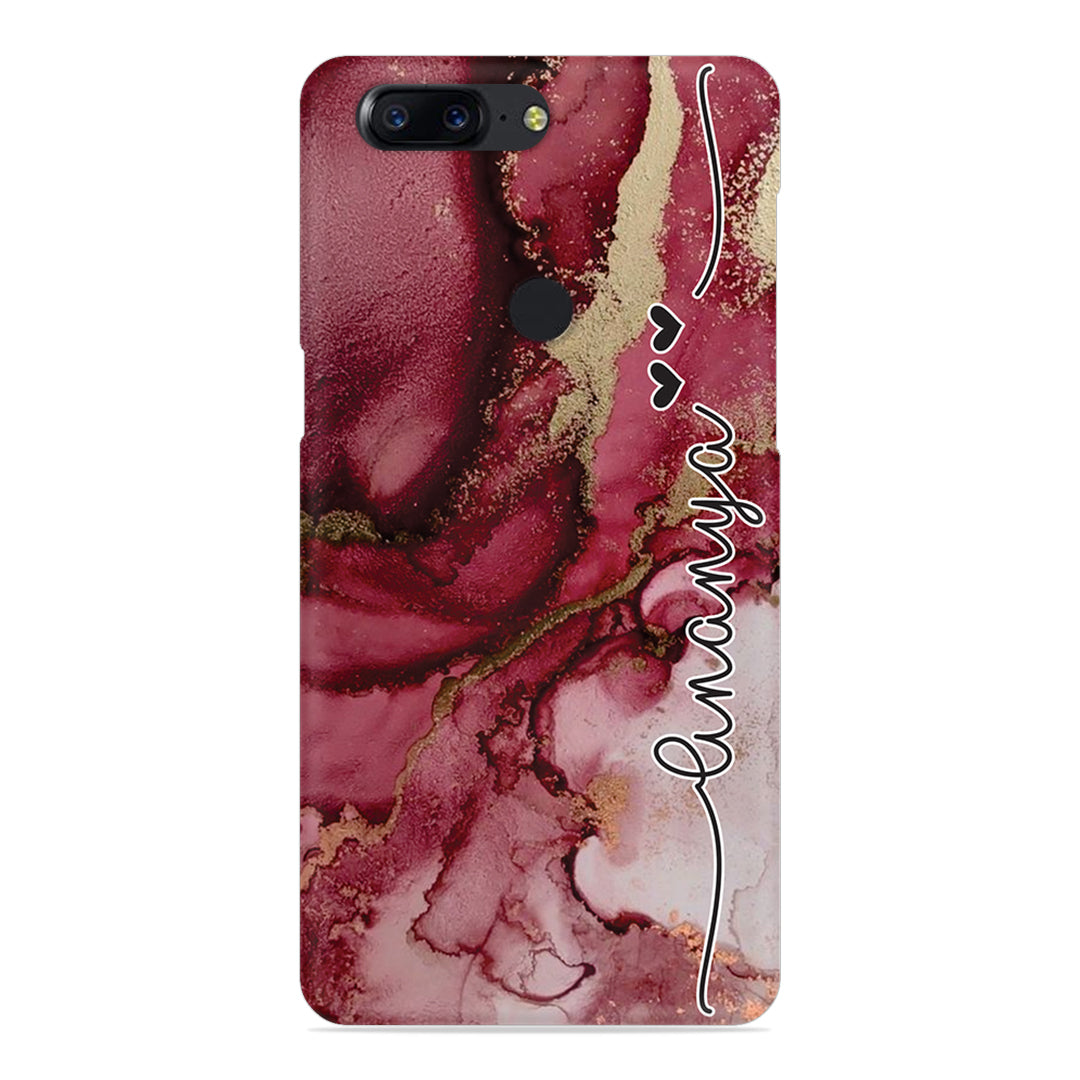 Maroon Marble Print Customize Name Slim Case For OnePlus