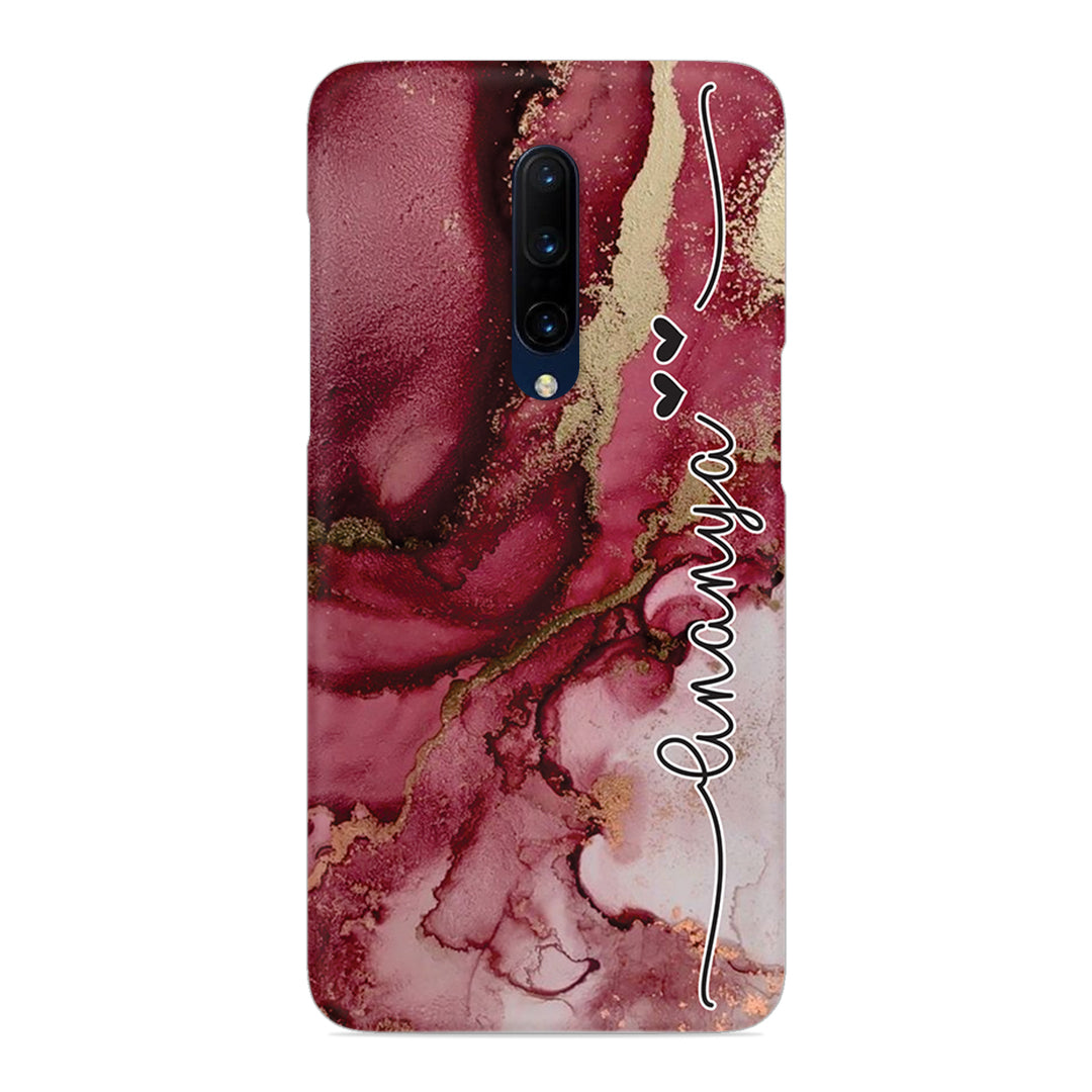 Maroon Marble Print Customize Name Slim Case For OnePlus