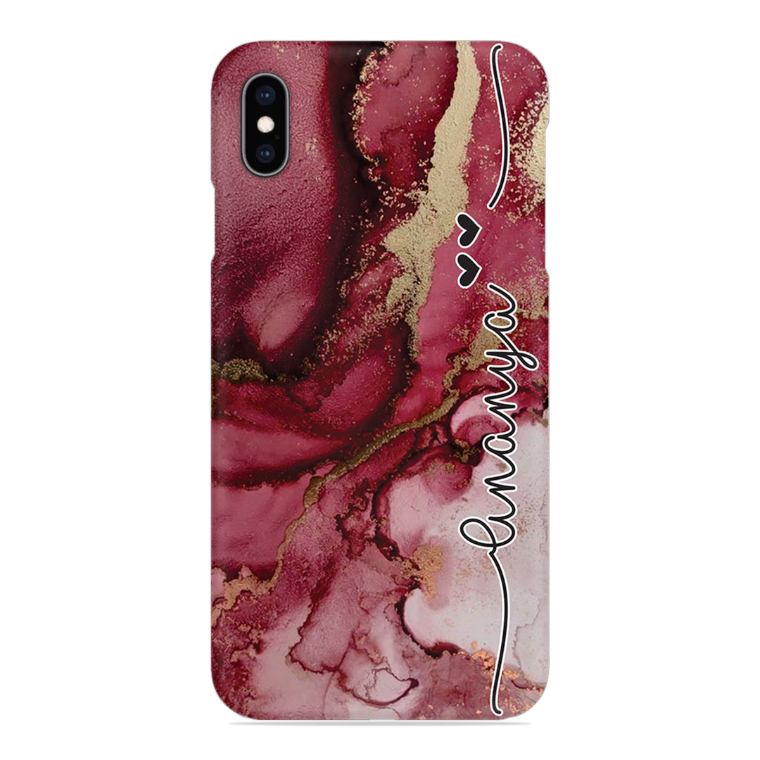 Maroon Marble Print Customize Name Slim Case For iPhone