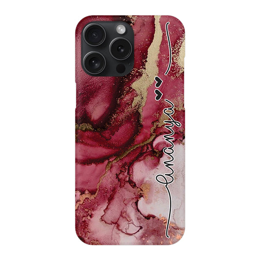 Maroon Marble Print Customize Name Slim Case For iPhone