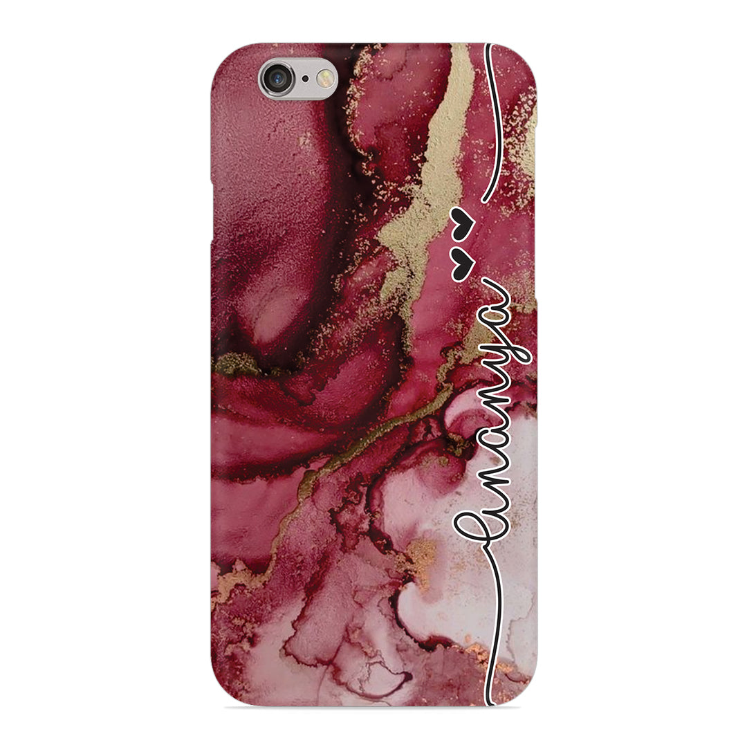 Maroon Marble Print Customize Name Slim Case For iPhone