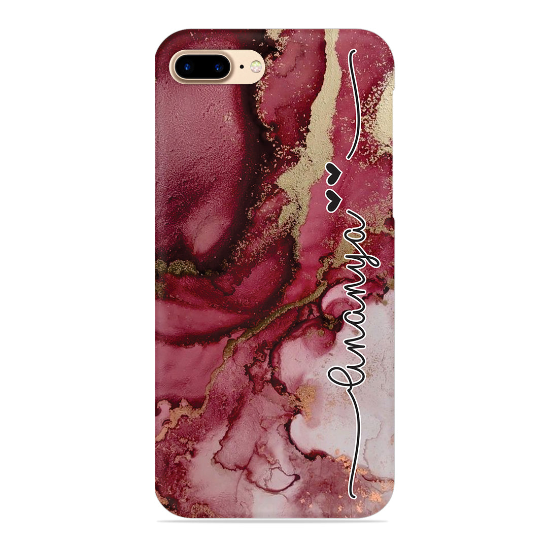 Maroon Marble Print Customize Name Slim Case For iPhone