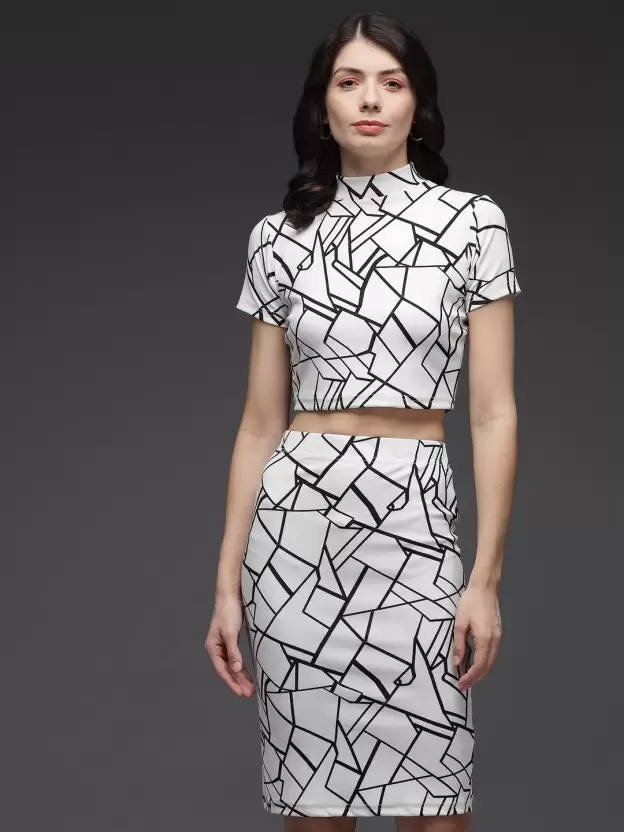 Women Two Piece Black & White Dress