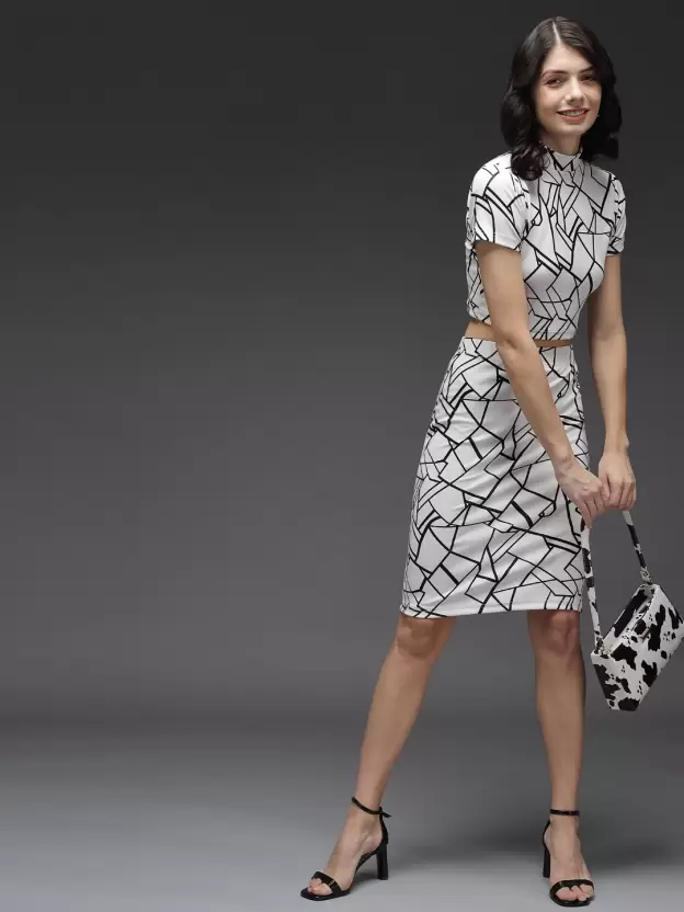 Women Two Piece Black & White Dress