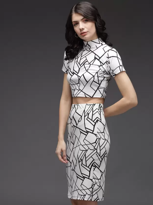 Women Two Piece Black & White Dress