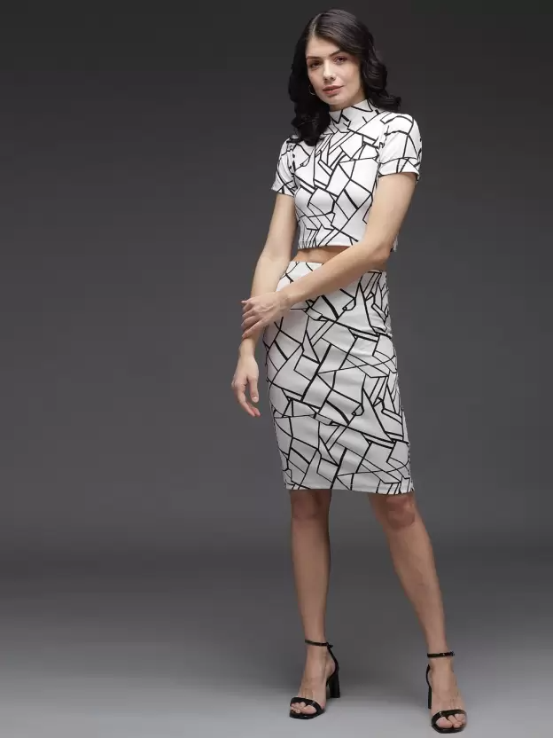 Women Two Piece Black & White Dress