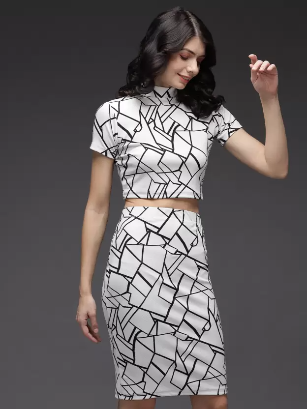 Women Two Piece Black & White Dress